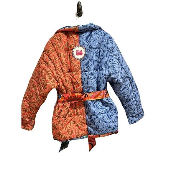 CeliaB Snowdon Quilted Tie Belt Floral Reversible Coat Multicolor Women's Medium - Picture 8 of 14